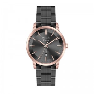 Alexandre Christie AC 1030 Rosegold Black Steel Lady LDBBRBA